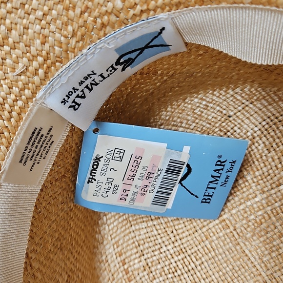 Betmar Beige Raffia Cloche Hat with Organza Bow - Picture 5 of 10